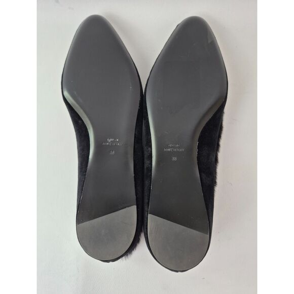 Toteme Women's Black Shearling Trim Velvet Pointed Toe Ballet Flat Size 38 - Picture 6 of 6